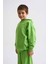 Organik Kapüşonlu Uzun Kollu Erkek Çocuk Sweatshirt - Yeşil - 10-12 4