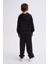 Organik Kapüşonlu Uzun Kollu Erkek Çocuk Sweatshirt - Siyah - 8-10 3