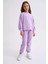 Organik Uzun Kollu Kız Çocuk Sweatshirt - Lila - 8-10 2