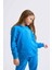 Organik Kapüşonlu Uzun Kollu Kız Çocuk Sweatshirt - Mavi - 8-10 4