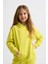 Organik Kapüşonlu Uzun Kollu Kız Çocuk Sweatshirt - Sarı - 10-12 4