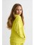 Organik Kapüşonlu Uzun Kollu Kız Çocuk Sweatshirt - Sarı - 10-12 5