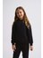 Organik Kapüşonlu Uzun Kollu Kız Çocuk Sweatshirt - Siyah - 10-12 5