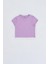 Organik Kısa Kollu Kız Çocuk Crop Tişört - Lila - 8-10 1