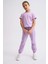 Organik Kısa Kollu Kız Çocuk Crop Tişört - Lila - 8-10 2