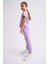 Organik Kısa Kollu Kız Çocuk Crop Tişört - Lila - 8-10 3