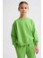 Organik Uzun Kollu Kız Çocuk Sweatshirt - Yeşil - 10-12 5