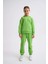 Organik Kapüşonlu Uzun Kollu Kız Çocuk Sweatshirt - Yeşil - 8-10 2