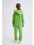 Organik Kapüşonlu Uzun Kollu Kız Çocuk Sweatshirt - Yeşil - 8-10 3