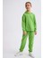 Organik Kapüşonlu Uzun Kollu Kız Çocuk Sweatshirt - Yeşil - 8-10 4