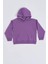Organik Kapüşonlu Uzun Kollu Kız Çocuk Sweatshirt - Mor - 10-12 1
