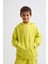 Organik Kapüşonlu Uzun Kollu Erkek Çocuk Sweatshirt - Sarı - 8-10 3