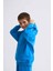Organik Kapüşonlu Uzun Kollu Erkek Çocuk Sweatshirt - Mavi - 10-12 5
