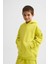Organik Kapüşonlu Uzun Kollu Erkek Çocuk Sweatshirt - Sarı - 10-12 5