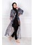 Siyah Kadın Tesettür Mayo Üzerine Kimono Pareo P2205 2