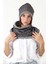 Gri Kadın Bere ve Boyunluk 2li Set Takım Unisex Peluş Wellsoft BB-098 3