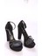 Kadın Siyah Saten Taşlı Platform Topuklu Ayakkabı 3