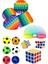 Stres Giderici Set 1 Popit 1 Rubik Zeka Küpü 1 Stres Yayı 1 Stres Topu 2
