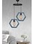 Mavi Boyalı Ahşap 2li Hexagon Avize 1