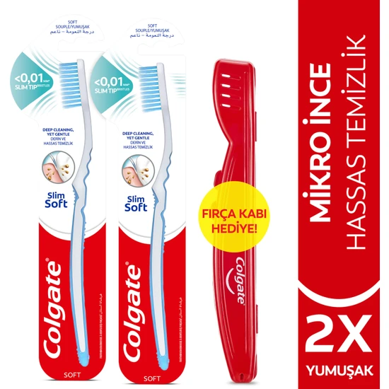Colgate Mikro İnce Derin ve Hassas Temizlik Yumuşak Diş Fırçası x 2 Adet + Diş Fırçası Kabı