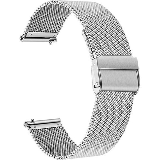 Trendburada Amazfit Gtr 47MM Uyumlu 22MM Gümüş Renk Akıllı Pimli Kalın Hasır Metal Saat Kordonu Aphsr