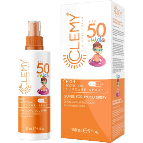 Clemy Çocuk Güneş Koruma Kremi 50 Spf Yüksek Koruma Uva/Uvb + E Vitamini