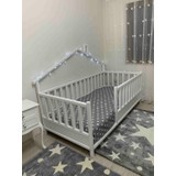 Baby Kinder Wh. Back Roofed Doğal Ahşap Yatak Montessori Bebek ve Çocuk Karyolası