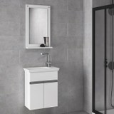 Alfa Banyo Miniço-Beyaz Ebeveyn 45 cm x 28 cm Aynalı Lüx Lavabolu Banyo Dolabı- 1. Sınıf Mdf-Beyaz