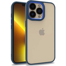 Caseart Apple iPhone 13 Pro Kapak Metal Kamera Korumalı Arkası Şeffaf Silikon Kılıf - Mavi