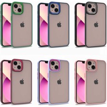 Caseart Apple iPhone 13 Kapak Metal Kamera Korumalı Arkası Şeffaf Silikon Kılıf - Mavi