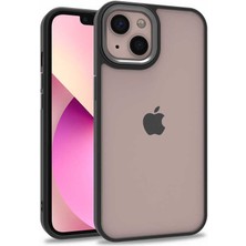 Caseart Apple iPhone 13 Kapak Metal Kamera Korumalı Arkası Şeffaf Silikon Kılıf - Siyah