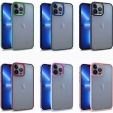 Caseart Apple iPhone 13 Pro Max Kapak Metal Kamera Korumalı Arkası Şeffaf Silikon Kılıf - Mavi