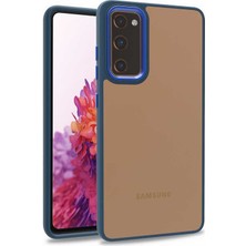 Caseart Samsung Galaxy S20 Fe Kapak Metal Kamera Korumalı Arkası Şeffaf Silikon Kılıf - Mavi