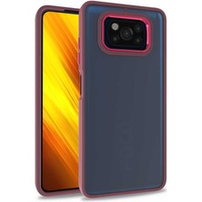 Caseart Xiaomi Poco X3 Pro Kapak Metal Kamera Korumalı Arkası Şeffaf Silikon Kılıf - Kırmızı