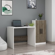 Dekorosso Stic Dolaplı Çalışma Masası Beyaz-Ceviz