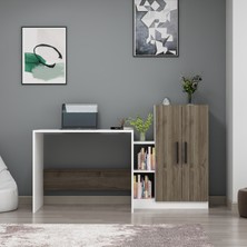 Dekorosso Stic Dolaplı Çalışma Masası Beyaz-Ceviz