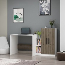Dekorosso Stic Dolaplı Çalışma Masası Beyaz-Ceviz