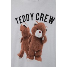 Giysa Teddy Crew Baskılı Pamuklu Beyaz T-Shirt