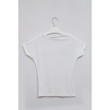 Giysa Teddy Crew Baskılı Pamuklu Beyaz T-Shirt
