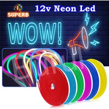 Burul Superb 12 Volt Neon Şerit LED Pembe Işık Aydınlatma 10 Metre