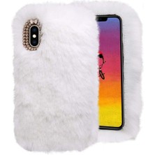 TahTicMer Huawei Nova 9 Kılıf Peluş Tüylü Swarovski Taşlı Pofuduk Silikon Tpu Kapak