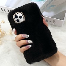 TahTicMer Huawei Nova 9 Kılıf Peluş Tüylü Swarovski Taşlı Pofuduk Silikon Tpu Kapak