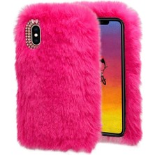 TahTicMer Huawei Nova 9 Kılıf Peluş Tüylü Swarovski Taşlı Pofuduk Silikon Tpu Kapak