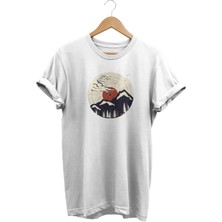 Remonz Fuji Dağ Baskılı  Pamuk Oversize T-Shirt Büyük Beden Tişört