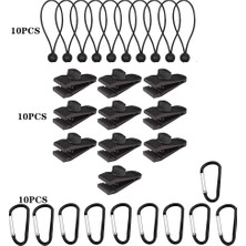 Szykd Çadır Klipsi 10 Klip+10 Beyaz Nokta Halat+10 Siyah Pp Hızlı Asma (Yurt Dışından)