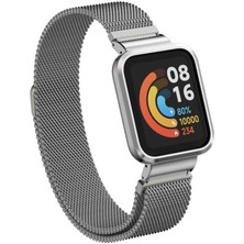 wowacs Xiaomi Redmi Watch Mi Watch Lite Uyumlu Kordon Metal Kadran Çerçeveli Hasır Akıllı Saat Kordonu