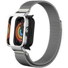 wowacs Xiaomi Redmi Watch Mi Watch Lite Uyumlu Kordon Metal Kadran Çerçeveli Hasır Akıllı Saat Kordonu