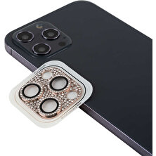 Case 4U Apple iPhone 13 Pro Max Parıldayan Taşlı Kamera Lens Koruyucu CL-08 Pembe