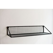 Go Dekor Büyük Boy 80 x 25 x 15 cm Tel Duvar Rafı  (Siyah Renk)