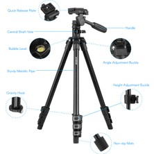 Andoer Q160HA Profesyonel Video Tripod Yatay Montajlı (Yurt Dışından)